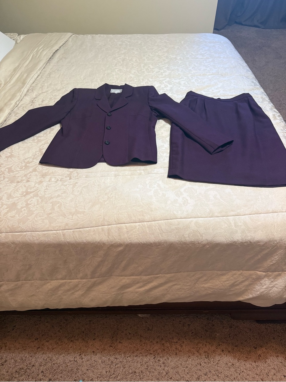 Women's Purple Two-Piece Blazer and Skirt Set